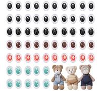 CHGCRAFT 60 Sets 6 Color Oval-Shaped Glass Cabochon Eyes Safety Eyes for Crocheting Cute Cartoo Elliptic Eye for DIY Doll Decoration Accessory, 0.98x0.71 inch