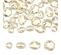 CHGCRAFT 6pcs 4Styles Alloy Beads Lat Round Oval Nuggets Shape Beads For DIY Necklace Bracelet Crafts Jewelry Making, Light Gold