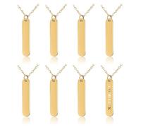 CHGCRAFT 6Pcs Stainless Steel Rectangle Pendant Golden 3D Bar Blank Necklace Engravable with Cable Chains Stainless Rectangular Pendant Stamping Blank Bar Pendants for Gifts