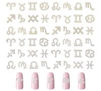 CHGCRAFT 72 Pcs 12 Style Zodiac Sign Nail Charms Alloy Zodiac 3D Rhinestone Jewelry Art Nail Charms for Fingernails Art Decoration Hair Clip Jewelry Making