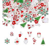 CHGCRAFT 72 Pcs 9 Style Christmas Tree Charms Christmas Theme Pendant Snowflakes Alloy Enamel Pendant for Necklace Earring Bracelet Handcraft Jewelry Making