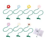 CHGCRAFT 7Pcs 7Colors Crochet Flower Bookmarks Handmade Bookmark Embroidered Bookmarks Decorations for Bookworms Headphone Accessory and Cable Tie