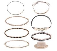 CHGCRAFT 7Pcs 7Style PU Leather Cowboy Hat Bands Western Acrylic Hats Belt Replacement Rancher Fedora Strap Rodeo Headbands for Men Women, Mixed Color, XL/4XL