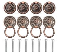 CHGCRAFT 8 Sets Drop Ring Handles Pull Drop Swing Handles Ring Dresser Flower Alloy Cabinet Door Handle for Kitchen Furniture Cupboard Dresser Wardrobe, Red Copper, 1.85 Inch