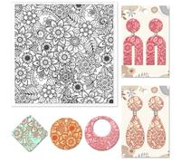 CHGCRAFT Abstract Flowers Geometric Flowers Silicone Texture Stamp Polymer Clay Molds DIY Clay Texture Tools for Clay Pottery Earring Jewelry Making Stamp Engraving Machines, Flower, 5.5x5.5inch