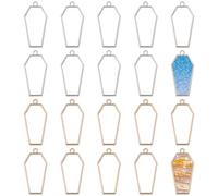 CHGCRAFT Alloy Open Bezel Blank Coffin Shape Hollow Pendants Open Frame Pendant Charms for Resin Jewelry Making DIY Earring Keychain Necklace Kit (Silver and Gold)