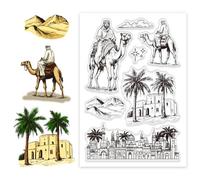 CHGCRAFT Arabs Camels Palm Trees Clear Stamps Silicone Clear Stamps for DIY Scrapbooking Photo Album Decorative Cards Making, Camel Shape, 6.3X 4.33x 0.12inch
