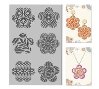 CHGCRAFT Artistic Flowers Clay Texture Mat Mandala Polymer Clay Molds DIY Clay Texture Tools for Clay Pottery Earring Jewelry Making Stamp Engraving Machines, Flower, 3.9x2.6inch