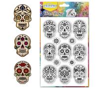 CHGCRAFT Artistic Skull Pattern Clear Stamps Skull Transparent Stamps Day of The Dead Silicone Clear Stamp Seals for Carding Making DIY Scrapbooking Photo Album Decoration, 4.3x6.3 inch