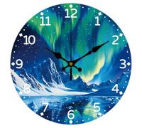 CHGCRAFT Aurora Wall Clock Seaside Non-Ticking Clock 12 Inch Round Decorative Wall clock Printed Wall Clock for Home Office Decoration