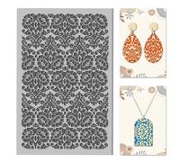 CHGCRAFT Baroque Flowers Feathers Clay Texture Mat Polymer Clay Molds DIY Clay Texture Tools for Clay Pottery Earring Jewelry Making Stamp Engraving Machines, Floral, 3.9x2.6x0.1inch