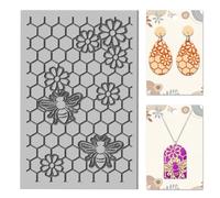 CHGCRAFT Beehive Bees Clay Texture Mat Daisy Flowers Polymer Clay Molds DIY Texture Tools for Pottery Earring Jewelry Making Stamp Engraving Machines, Bees, 3.9x2.6inch