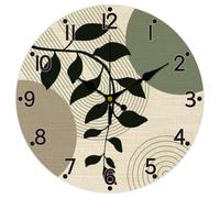 CHGCRAFT Bohemian Geometry Wall Clock 12 Inch Battery Operated Leaves Non Ticking Silent Decorative Clock for Living Room Office Bedroom Home Decor