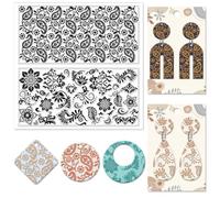 CHGCRAFT Bohemian Paisley Leaves Polymer Clay Texture Sheets Clay Modeling Pattern Texture Mat for Making Earrings Jewelry Earrings Necklaces Handicrafts, 5.5x5.5Inch
