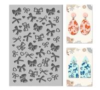 CHGCRAFT Bow Polymer Clay Texture Sheets Love Heart Texture Mat Rubber Clay Texture Mat Clay Modeling Pattern Pad Texture Sheets for Earrings Jewelry Making
