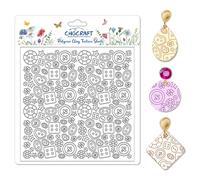 CHGCRAFT Button Pattern Polymer Clay Texture Sheets Heart Graphic Geometric Silicone Texture Stamp Clay Texture Mat Modeling Pattern Pad Sheets for Jewelry and Earrings Tools, 5.5x5.5 inch