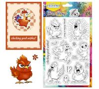 CHGCRAFT Cartoon Chicken Clear Stamps Funny Animal Transparent Stamps Letter Silicone Clear Stamp Seals for DIY Scrapbooking Photo Album Decoration, 4.3x6.3 inch