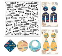 CHGCRAFT Cartoon Fish Polymer Clay Texture Sheets Seaweed Silicone Texture Stamp Clay Modeling Pattern Pad Texture Sheets for Polymer Clay Making Earrings Jewelry