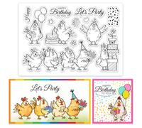 CHGCRAFT Cartoon Funny Chicken Birthday Clear Stamp Silicone Clear Stamps for DIY Scrapbooking Photo Album Decorative Cards Making, Chick, 6.3X 4.33x 0.12inch