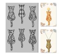 CHGCRAFT Cat Back View Clay Texture Mat Bohemian Polymer Clay Molds DIY Artistic Plant Clay Texture Tools for Clay Pottery Earring Jewelry Making Stamp Engraving Machines, 3.9x2.6inch