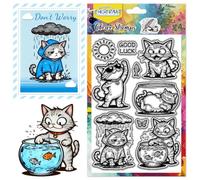 CHGCRAFT Cat Life Clear Stamps Funny Cat Emotions Silicone Stamp Seal for DIY Scrapbooking and Card Making Paper Craft Decor 6.3 × 4.3 Inch