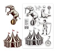 CHGCRAFT Circus Animals Clear Stamps Custom Silicone Clear Stamps for DIY Scrapbooking Photo Album Decorative Cards Making, Circus, 6.3X 4.33x 0.12inch