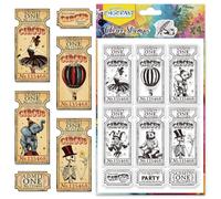 CHGCRAFT Circus Vintage Tickets Clear Stamps Postage Transparent Stamps Silicone Clear Stamp Seals for DIY Scrapbooking Photo Album Decoration, 4.3x6.3 inch