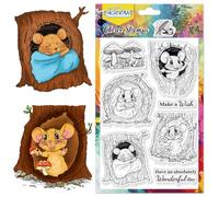 CHGCRAFT Clear Stamps Tree Hole Mouse Sleeping Transparent Stamps Mouse Eating Biscuits Mushroom Silicone Clear Stamp Seals for DIY Scrapbooking Photo Album Decoration, 4.3x6.3 inch