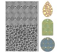 CHGCRAFT Cobblestone Clay Texture Mat Stone Wall and Plaid Pattern Clay Modeling Pattern Pad Texture Sheets for Polymer Clay Making Earrings Jewelry, 4x2.6inch