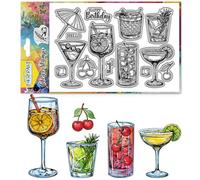 CHGCRAFT Cocktail Cherry Clear Stamps Ice Chunk Transparent Handicraft Text Stamps for DIY Scrapbooking Photo Album Decorative Cards Making, 6.3x4.3inch