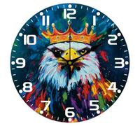 CHGCRAFT Colorful Eagle with Crown Wall Clock 12 Inch Battery Operated en Eagle Non Ticking Silent Decorative Clock for Living Room Office Bedroom Home Decor