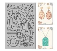 CHGCRAFT Cowboy Elements Clay Texture Mat Pistol Polymer Clay Texture Sheets Horseshoe Cowboy Hat DIY Tools for Pottery Earring Jewelry Making Stamp Engraving Machines, 3.9x2.6inch