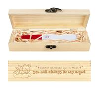 CHGCRAFT Cute Angel Baby Loss Keepsake Box Wooden Lost Baby Sympathy Gift Keepsake Box with Raffia Ribbon and Lock Announcement for Husband, 8x2x1.2inch