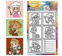CHGCRAFT Cute Characters Girl Coloring Patterns Clear Stamps Transparent Silicone Stamps Set for DIY Scrapbooking Photo Album Card Making Paper Craft Decor 4.3x6.3 Inch