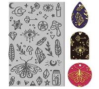 CHGCRAFT Divination Pattern Clay Texture Mat Moth Crystal Pattern Clay Modeling Pattern Pad Texture Sheets for Polymer Clay Making Earrings Jewelry, 4x2.6inch