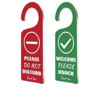 CHGCRAFT Do Not Disturb Door Hanger Sign 2 Pack Red and Green Please Do Not Disturb and Welcome Please Knock Engraved Acrylic Door Sign Hanger for Office Hotels Restroom Breastfeeding Therapists