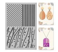 CHGCRAFT Dots Vertical Lines Clay Texture Mat Polymer Clay Molds DIY Clay Texture Tools for Clay Pottery Earring Jewelry Making Stamp Engraving Machines, Mixed Shapes, 3.9x2.6inch