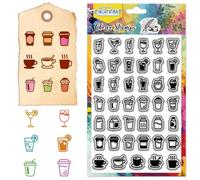 CHGCRAFT Drinks Icons Print Pattern Clear Stamps Coffee and Milk Sports Icons Transparent Embossing Silicone Stamp Seal for DIY Scrapbooking and Card Making Paper Craft Decor 6.3 × 4.3 Inch