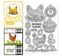 CHGCRAFT Easter Chicken Pattern Clear Stamps Easter Eggs Silicone Stamp Seal for DIY Scrapbooking and Card Making Paper Craft Decor 6.3 × 4.3 Inch