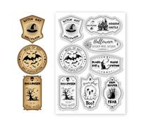 CHGCRAFT Easter Tags Clear Stamps Castle Ghosts Black Cat Background Transparent Silicone Stamps for DIY Scrapbooking Cards Making Photo Album Decorative