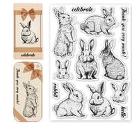 CHGCRAFT Easter Vintage Rabbit Bunny Clear Silicone Stamps Themed Background Design, for DIY Scrapbooking Photo Album Decorative Cards Making 4.33x6.3 Inch