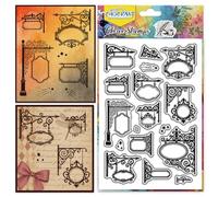 CHGCRAFT European-Style Retro Signboard Print Pattern Clear Stamps Retro Borders Transparent Embossing Silicone Stamp Seal for DIY Scrapbooking and Card Making Paper Craft Decor 6.3 × 4.3 Inch