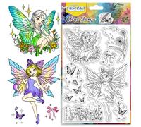 CHGCRAFT Fairy Clear Stamps Butterfly Dandelion Flowers Transparent Silicone Stamps Silicone Clear Stamp for Cards Making DIY Scrapbooking Album Photo Journal