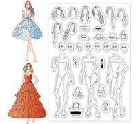 CHGCRAFT Fashionable Woman Clear Stamps Silicone Stamps Woman Background Transparent Stamps for Card Making DIY Scrapbooking Photo Album Decoration, 4.3x6.3inch