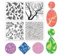 CHGCRAFT Fern Branches Leaves Polymer Clay Texture Sheets Plants Clay Modeling Pattern Pad Clay Mat for DIY Jewelry Making Craftwork and Printing Patterns Polymer Clay Earrings Tools, 5.5x5.5inch