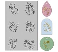 CHGCRAFT Floral Abstract Human Face Clay Texture Mat Clay Face Modeling Pattern Pad Texture Sheets for Polymer Clay Making Earrings Jewelry, 4x2.6inch