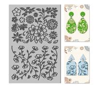 CHGCRAFT Flowers and Leaves Clay Texture Mat Polymer Clay Texture Mats Vintage Modeling Pattern Pad for Making Earrings Jewelry Stamp Engraving Machines DIY Crafts, Flower, 3.94x 2.56x 0.12inch