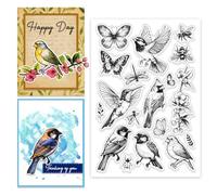 CHGCRAFT Flowers Birds Insects Clear Stamp Silicone Clear Stamps for DIY Scrapbooking Photo Album Decorative Cards Making, Bird, 6.3X 4.33x 0.12inch