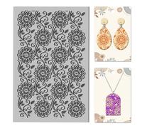 CHGCRAFT Flowers Leaves Vines Retro Clay Texture Mat Polymer Clay Molds DIY Clay Texture Tools for Clay Pottery Earring Jewelry Making Stamp Engraving Machines, Flower, 3.9x2.6x0.1inch