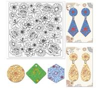 CHGCRAFT Flowers Polymer Clay Texture Sheets Rose Daisy Silicone Texture Stamp Clay Modeling Pattern Pad Texture Sheets for Polymer Clay Making Earrings Jewelry